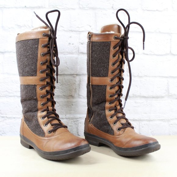 UGG Australia Elvia Waterproof Leather Wool Boots - Picture 3 of 9